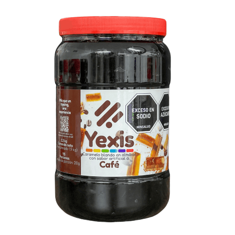 Tarro Yexis cafe 1100g — jellys para bubble tea, fondo blanco